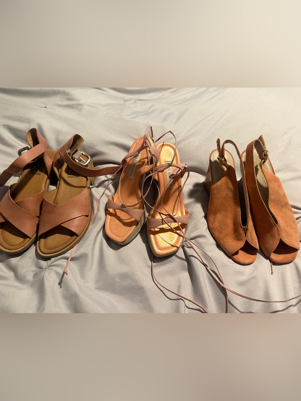 Seychelles Trio of Tan Strappy & Peep-Toe Sandals